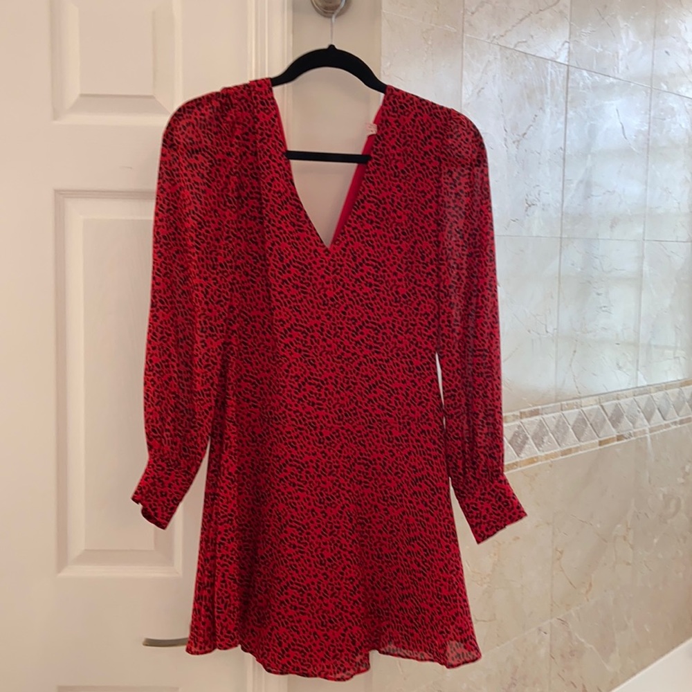 Red dress with black cheetah details